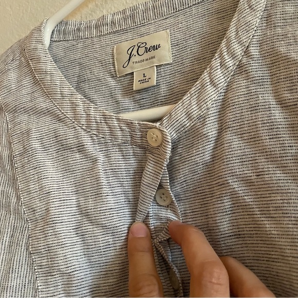 J Crew linen cotton blue and white three quarter sleeve sophisticated blouse - Picture 4 of 8